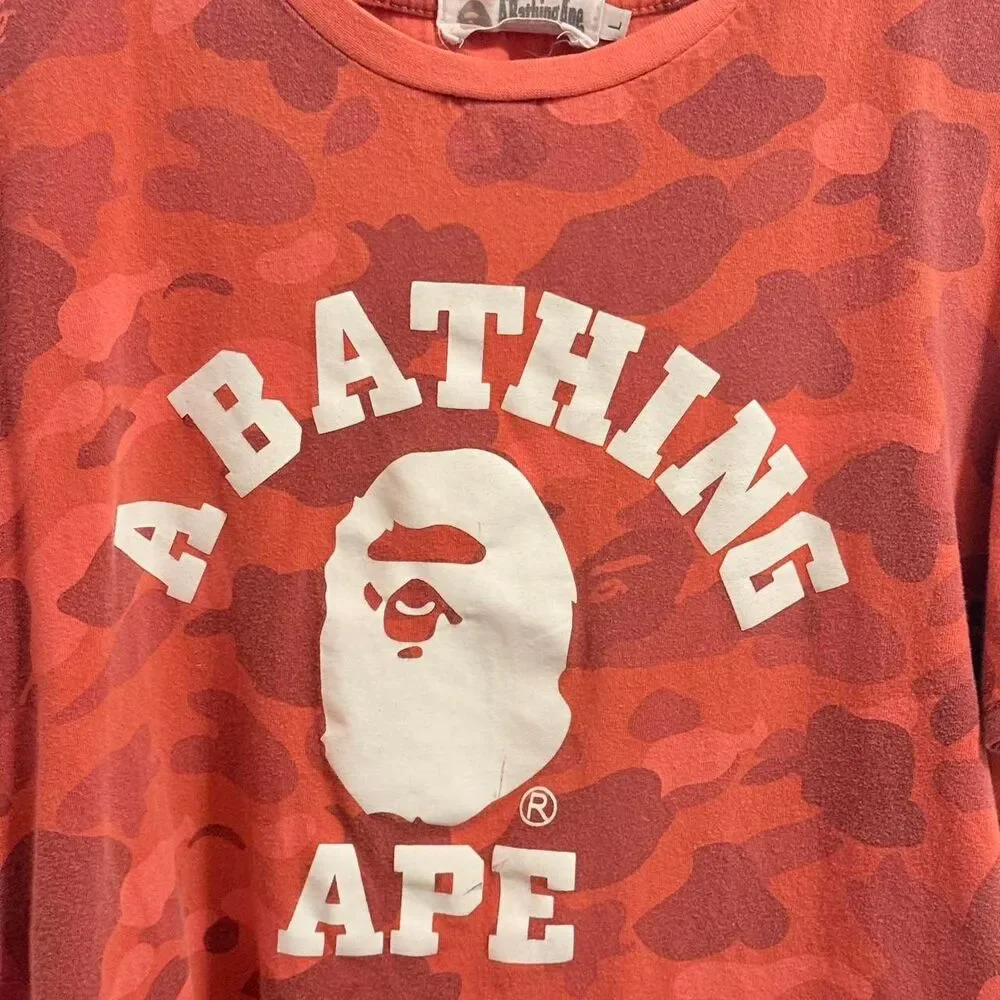 Bape Men's Red and Orange T-shirt - Picture 8 of 8